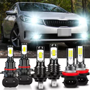 For Kia Forte 2017-2018 - 6x LED Headlight 9005 H7 Bulb + H11 Fog Light Kit - Picture 1 of 12