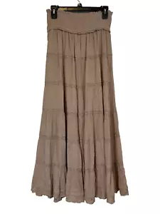 In Loom Womens Maxi Skirt Brunch with Barbie Large Tiered Crinkle Lace Smocked - Picture 1 of 9