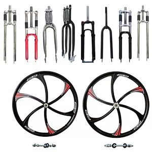 26'' Bike Mag Wheel set 100*135mm Magnesium rim/& 26" Bicycle Fork Disc Brake - Picture 1 of 105