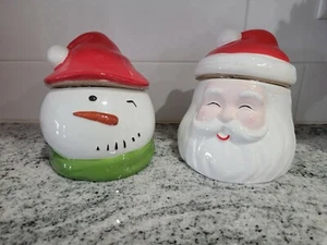 Threshold Santa & Schneemann Süßigkeiten Schüssel Schale 2er Set, 25oz Schüsseln, Neu! - Bild 1 von 8