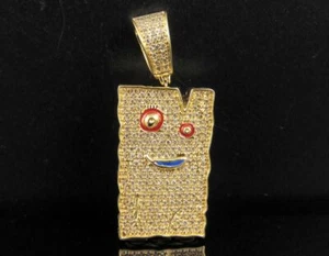 1 CT Round Moissanite Ed Edd n Eddy Plank Charm Pendant 14K Yellow Gold Plated - Picture 1 of 8