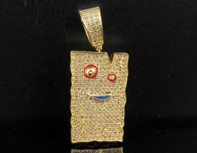 Ed Edd n Eddy 木板吊饰吊坠 1.20 克拉圆形莫桑石 14K 镀黄金 — 第 1/4 张图片