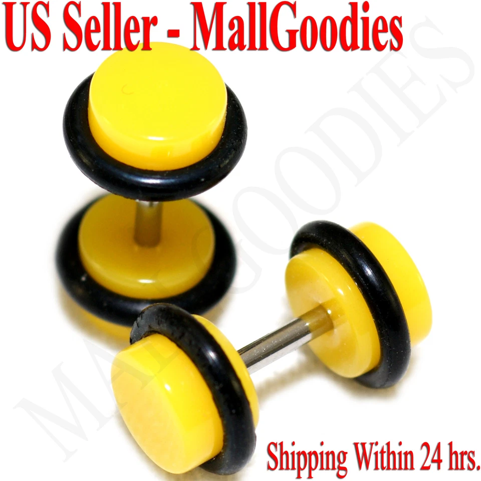 2056 tampões de ouvido falsos amarelos ilusão 16G barra 2G = 6mm - 2pcs - Imagem 1 de 1