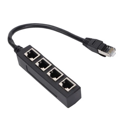 Durable ABS RJ45 Splitter Adapter LAN Ethernet Cable 1-4 Way Port Connector Plug - Image 1 of 4