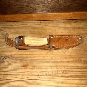 Jagdmesser Arbeitsmesser Hirschhorn Griff/Lederscheide - Bild 1 von 6