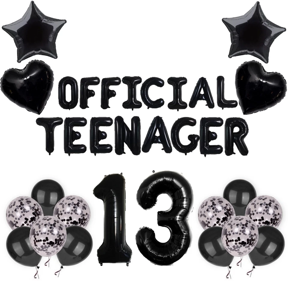 13th Happy Birthday Foil Banner Balloons Official Teenager Balloon Decoration - Image 1 of 2