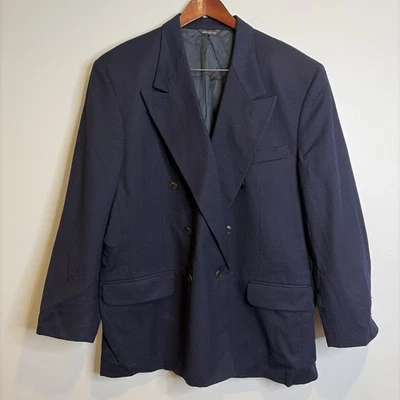 Vintage Gap Blazer Sz 44 Double Breast Jacket Wool Navy Classic Professional 80s - Image 1 of 4