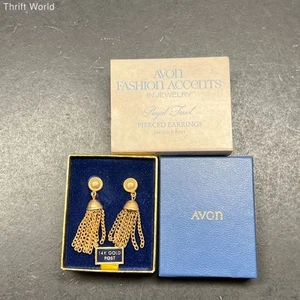 Vintage Avon Royal Tassel Gold Tone Clip Earrings IOB - Picture 1 of 5