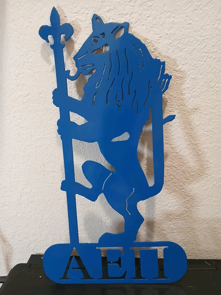 蓝色AEII联谊会金属狮子墙饰 — 第 1/1 张图片