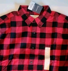 St Johns Bay Men's XL Red Black Flannel Super Soft Buffalo Plaid Long Slv Shirt - Picture 1 of 12