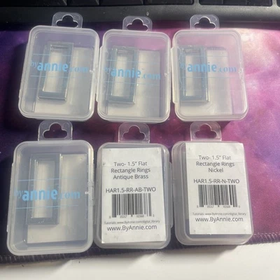 DOS-1.5" ANILLOS RECTANGULARES PLANOS 5-NÍQUEL Y 1-BOLSA LATÓN ANTIGUA-17 Foto 1 de 2