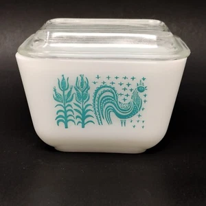 Vintage Pyrex 501 türkis 1 1/2 Tasse Amish Butterprint Kühlschrank Geschirr Deckel *LESEN* - Bild 1 von 19