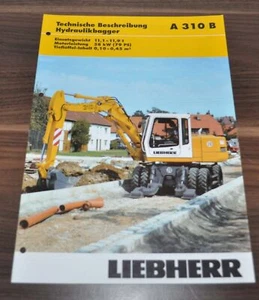 Excavadora excavadora Liebherr A 310 B 2003 folleto de especificaciones folleto - Imagen 1 de 3
