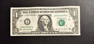 1 $ - 2021 Radar Seriennummer Federal Reserve Währung Banknote Geldschein J093390A - Bild 1 von 3
