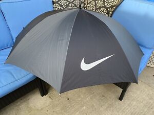 RARE Large Nike Golf Umbrella 8 Panel Black Gray Big Logo Swoosh Tiger Woods