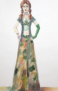 Aquarell Gemälde Frau Portrait - Bild 1 von 8