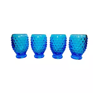 Tiara Indiana Glas Co Cerulean Nägel Fass Fuß Becher - 4er Set - Bild 1 von 6