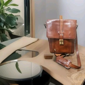 Brown Time Resistance Leather Small Briefcase Document Bag Shoulder Bag - Picture 1 of 8