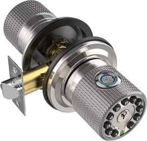 Fingerprint Door Knob with Keypad and Key,Smart Biometric Digital Lock with Voic - Picture 1 of 6
