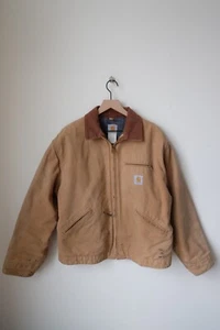 VINTAGE USA Carhartt J01 BRN 48 R Brown Fade Blanket Lined Detroit Chore Jacket - Picture 1 of 5