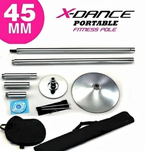X poste de baile cromado 45 mm giratorio o estático profesional exótico 9 pies portátil - Imagen 1 de 3