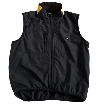 Chaleco cortavientos deportivo polo RLX cremallera completa para mujer talla mediana negro amarillo Foto 1 de 4