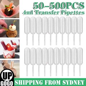 Up 500x Mini Clear 4ml Plastic Transfer Pipettes Food Cupcake Squeeze Dropper AU - Picture 1 of 10