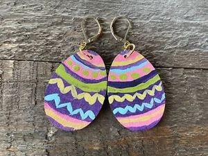 Handgefertigte hypoallergene bemalte Osterei Ohrringe mit Hebelverschluss - Bild 1 von 4