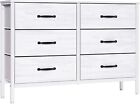 Bedroom Chest of 6 Drawers White Fabric Storage Easy to Assemble LYNCOHOME
