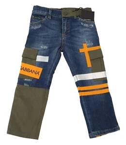 DOLCE & GABBANA Kids Jeans Multicolor DG Army Cotton Denim Pants s.Tag 3 520usd - Picture 1 of 8