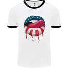 Sexy USA Flag Lips America July 4th Mens Ringer T-Shirt