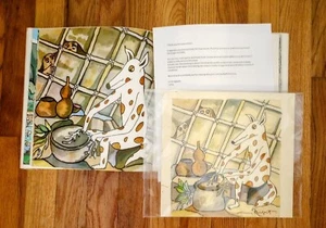 RARE Guy Buffet Signed Illustration From Childrens Book W/Copy Of Book & Letter  - Picture 1 of 8