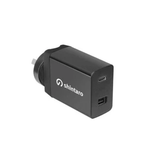 Shintaro 65W GaN Dual Port USB Wall Charger, USB-C & USB-A - Picture 1 of 8