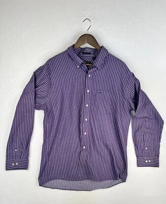 Camisa Van Heusen Para Hombre XL Púrpura Rayas Manga Larga Abotonada Foto 1 de 4