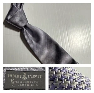Cravatta ROBERT TALBOTT argentata bianca brillante tessuto lavanda USA (corta) - Foto 1 di 11