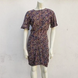 Mini Vestido Floral Burdeos Ba&sh Mujer Manga Corta Algodón Púrpura Naranja Talla 0 - Imagen 1 de 9