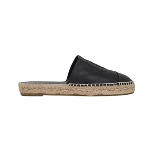 Chanel Shoe Black Espadrille Mule CC Logo 38 / 8 - Picture 1 of 6