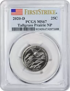 2020-D Tallgrass Prairie National Park Quarter MS67 First Strike PCGS - Picture 1 of 2