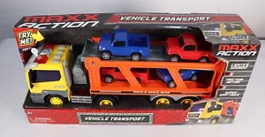 Maxx Action 17’’ Vehicle Transport with 4 Trucks Lights & Sound New - Picture 1 of 4