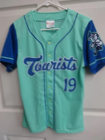 2019 MiLB Asheville Tourists SGA Button Front Baseball Jersey Youth L Blu & Teal Cover