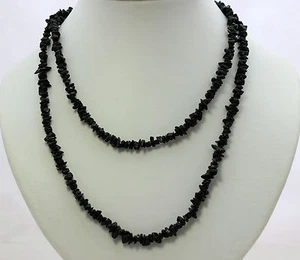 Negro Turmalina Cadena Gema Natural de Minerales Cura Interminable 90CM - Imagen 1 de 1