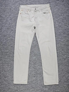 Jeans Vintage Levi’s 501xx Uomo 33x36 Bianco Bottone Fly Dritto Relaxed Fit UK - Foto 1 di 11
