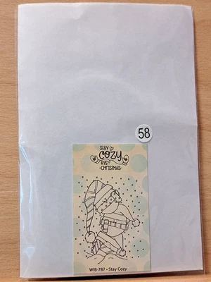 Unity Stamps 58 Stay Cozy Snowman Stack Red Rubber Cling Stamp - Image 1 of 2