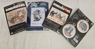 4 kits de punto de cruz de gato vintage - Dimensiones, Santiamén, NeedleMagic - sellados Foto 1 de 4