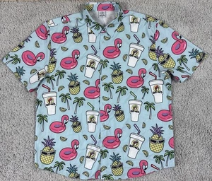 Bucees Hawaiian Shirt Men 3XL Blue AOP Flamingo Short Sleeve - Bild 1 von 5
