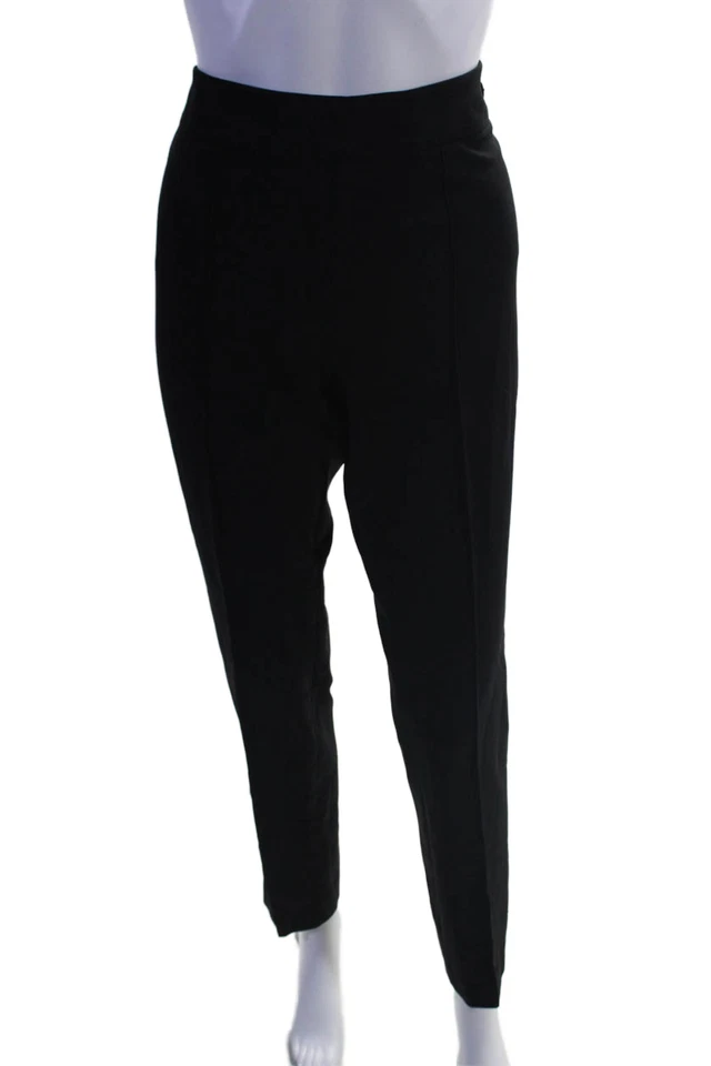Pantalones cónicos Rena Lange para mujer costura frontal tiro medio cremallera lateral negros talla 8 Foto 1 de 4