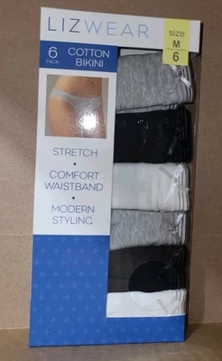 Paquete de 6 bragas de bikini Lizwear estilo moderno brezo carbón talla mediana 6 Foto 1 de 4