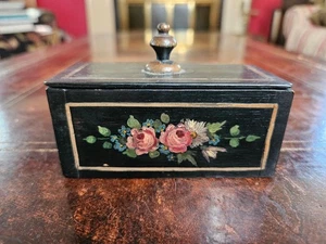 Antigua caja de tabaco pintada a mano primitiva - Imagen 1 de 14