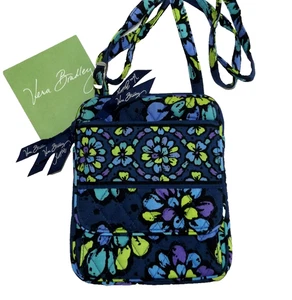 VERA BRADLEY Mini Hipster Crossbody Purse - Indigo Pop - Navy Blue - NWOT - Picture 1 of 7