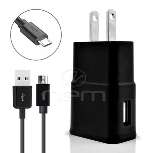 Heavy Duty Black Color Wall Travel 3.4 A Charger Adapter & MicroUSB 4 Ft Cable - Picture 1 of 3